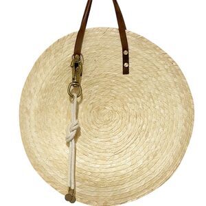 Woven Round Straw Tote Bag – Boho Chic Summer Essential Neutral Minimalist Boho